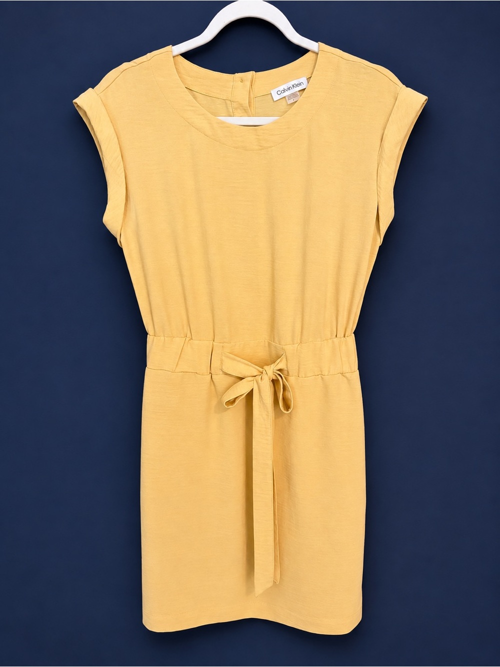 Calvin Klein Yellow Mini Dress with Waist Tie